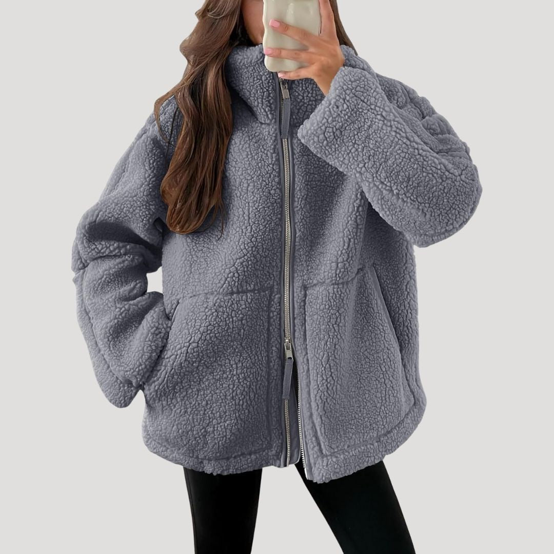Damen Fleece Teddyjacke | Weich, Flauschig und Warm für Wintertage