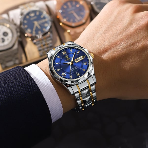 Ripob Modell 615 | Luxuriöse Herrenarmbanduhr | Japanisches MIYOTA Quarzwerk | Gehäuse aus 316L Edelstahl | Hardlex Kristallglas | 3 ATM wasserdicht | Leuchtende Indizes & Datum