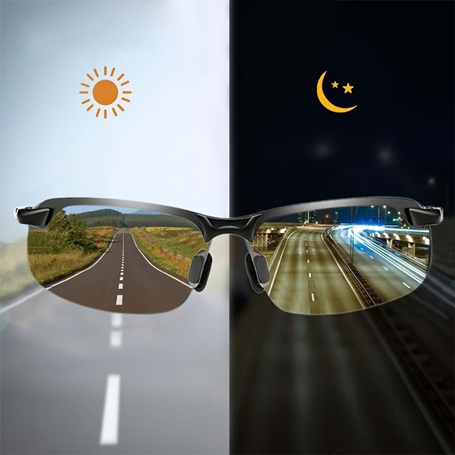 Ripob | Polarisierte photochrome Sonnenbrille | UV400 Schutz | Automatische Lichtanpassung (Tag & Nacht) | Intelligente Blendreduzierung für Fahrer & im Freien