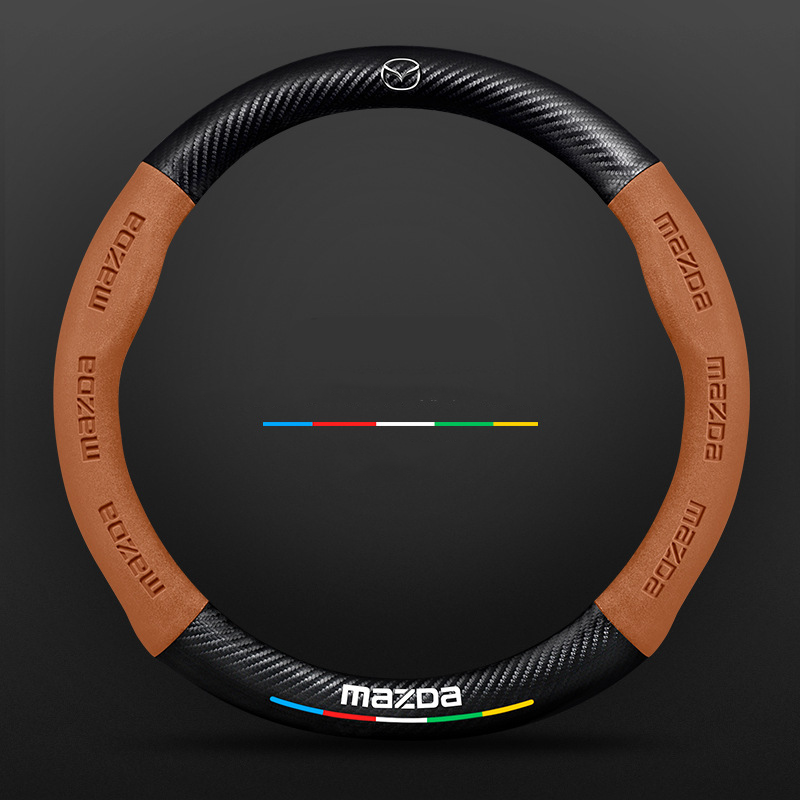 Anti-Rutsch 3D-geprägter Carbon-Leder-Lenkradbezug Universelle Passform