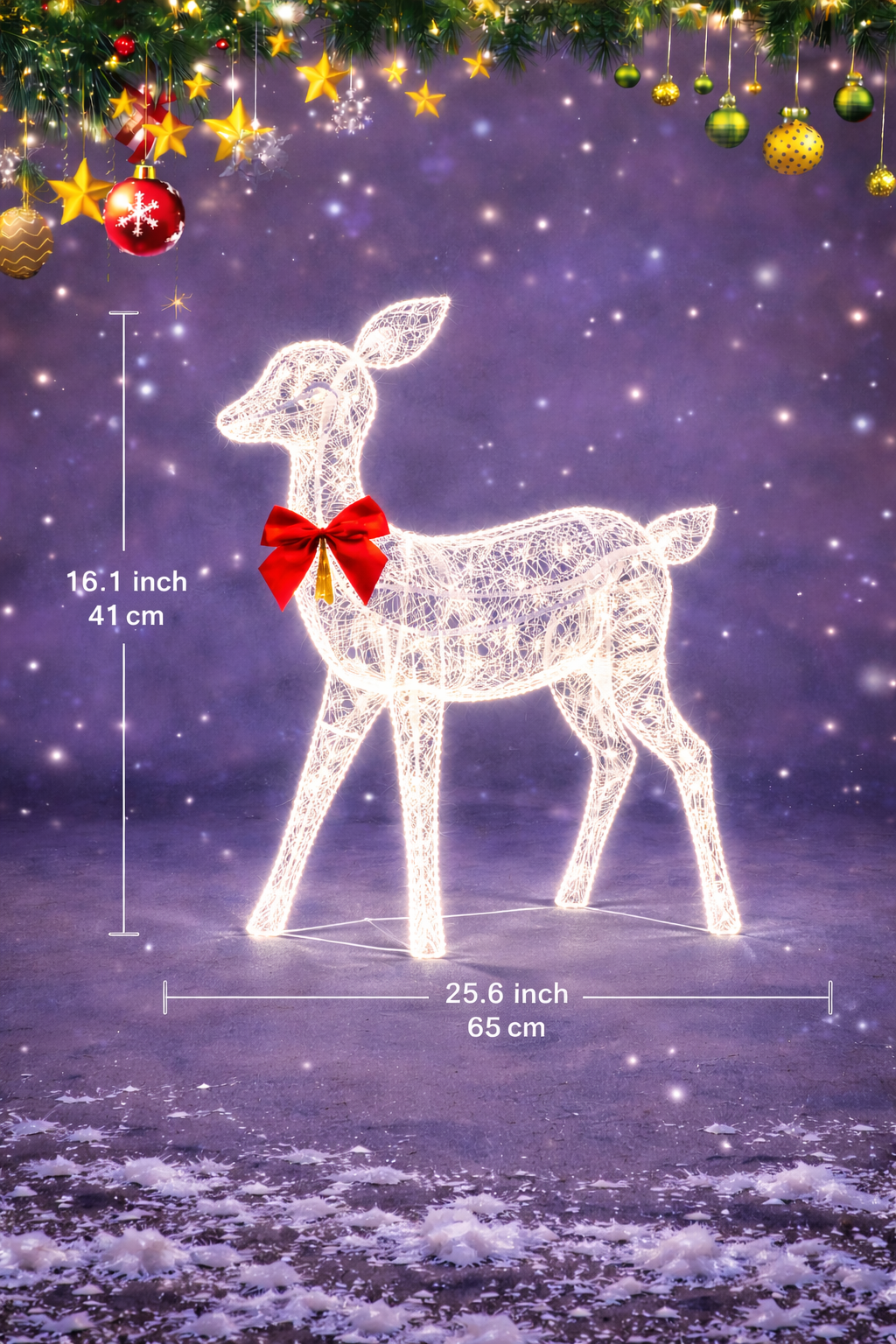 Weihnachtsrentier Familien Dekoration Beleuchtet Außen Rattan Design
