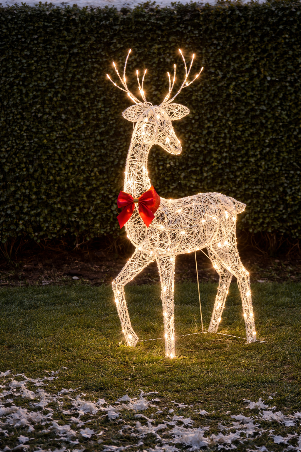 Weihnachtsrentier Familien Dekoration Beleuchtet Außen Rattan Design