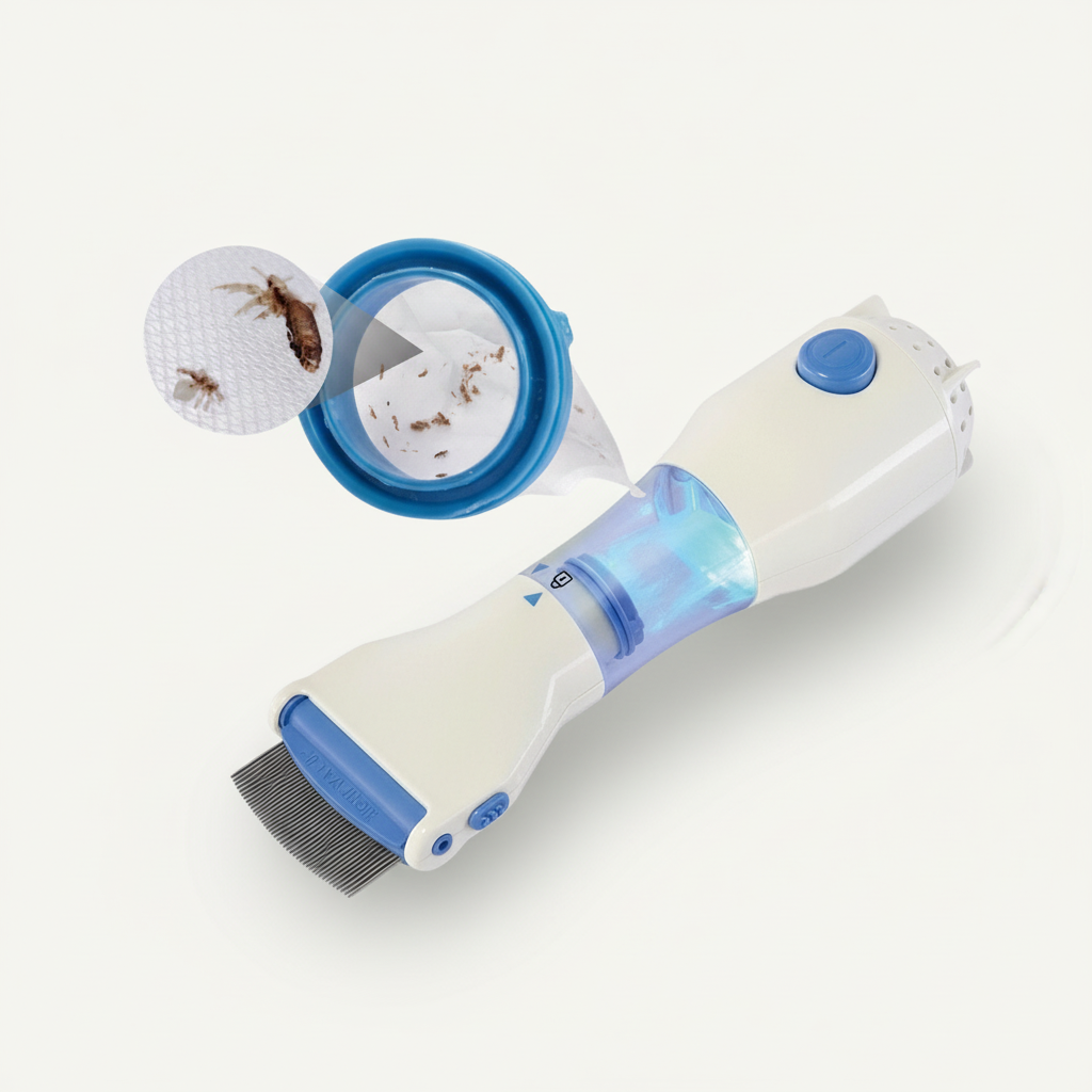 Ripob | Elektrischer Läuseentferner | Vakuum-Saugtechnologie | Edelstahlzahn-System | Chemiefreie Nissenentfernung | Integrierte LED-Steuerlichter | Inklusive Hygienefilter