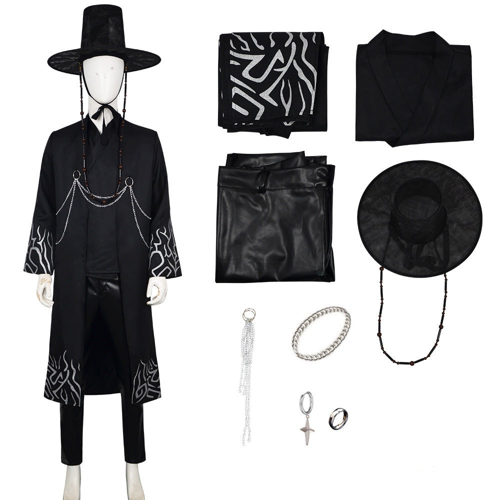 Kinder schwarzes Cosplay-Outfit-Set Kostüm