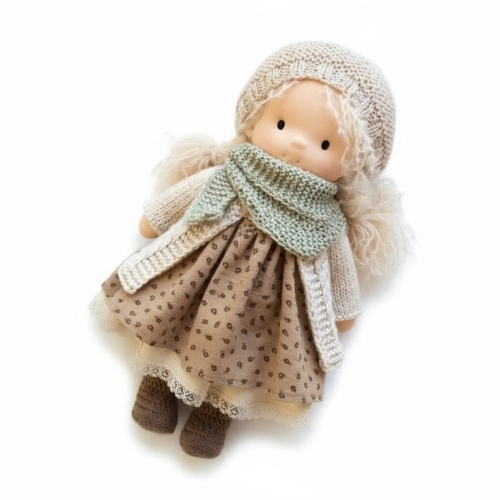 Elora Handgemachte Waldorfpuppe – Natur Baumwoll Kuschelpuppe für kreatives Spiel