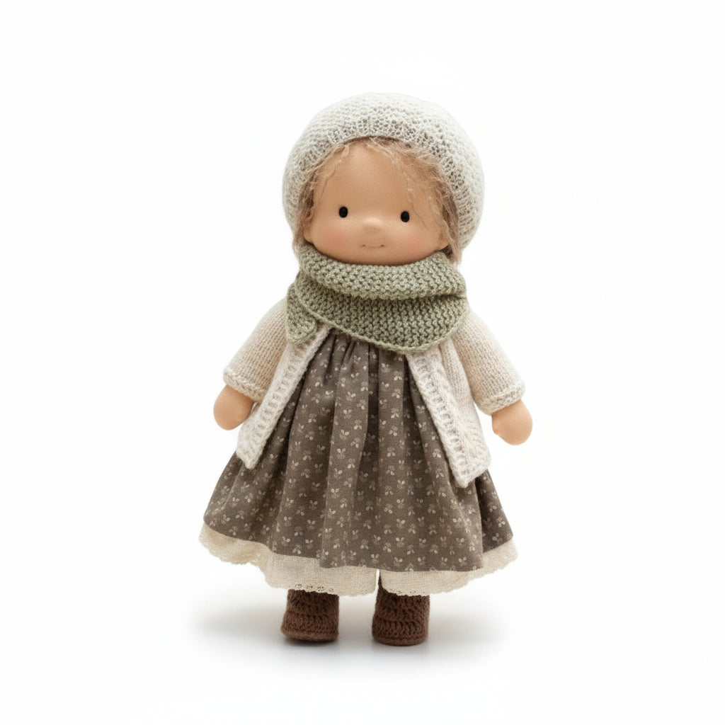 Elora Handgemachte Waldorfpuppe – Natur Baumwoll Kuschelpuppe für kreatives Spiel
