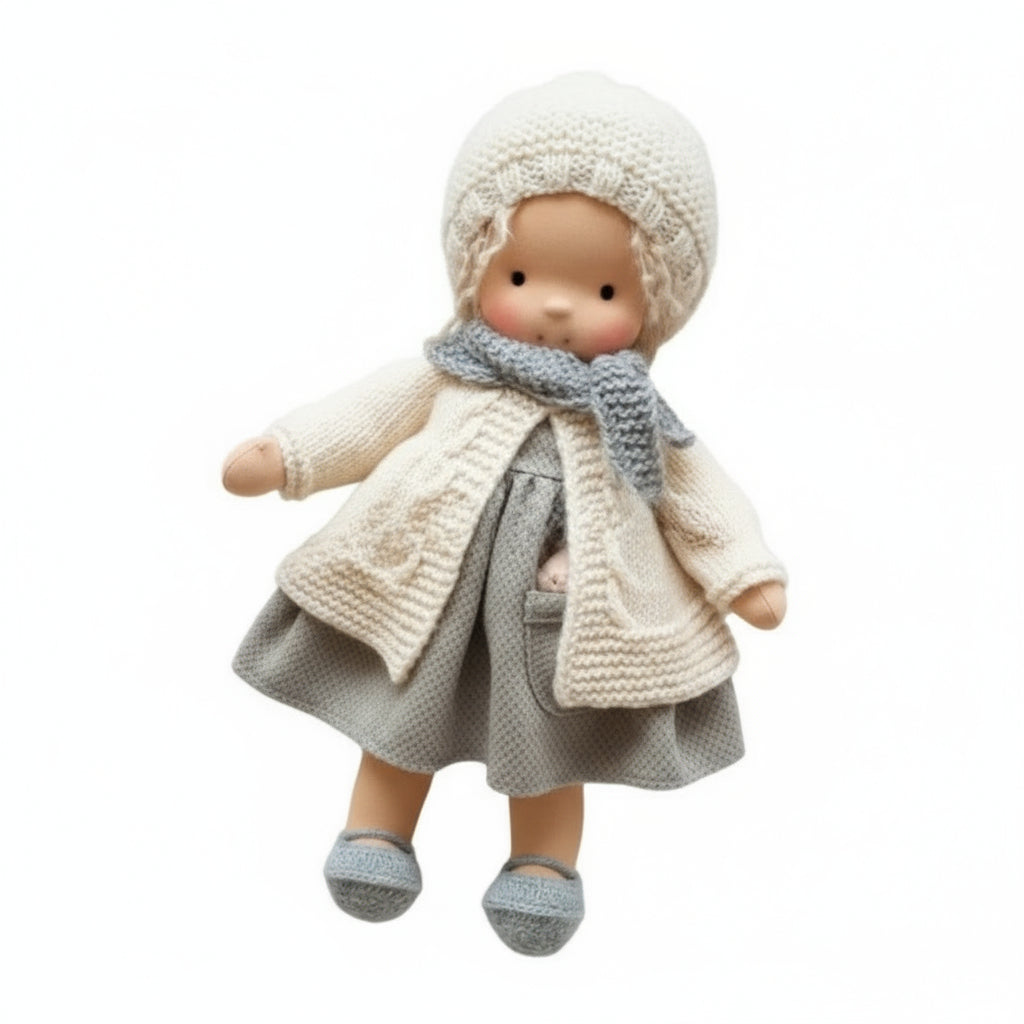 Elora Handgemachte Waldorfpuppe – Natur Baumwoll Kuschelpuppe für kreatives Spiel