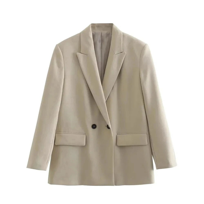 Damen Oversized Blazer Mantel | Longline Schnitt mit Doppelreiher-Design