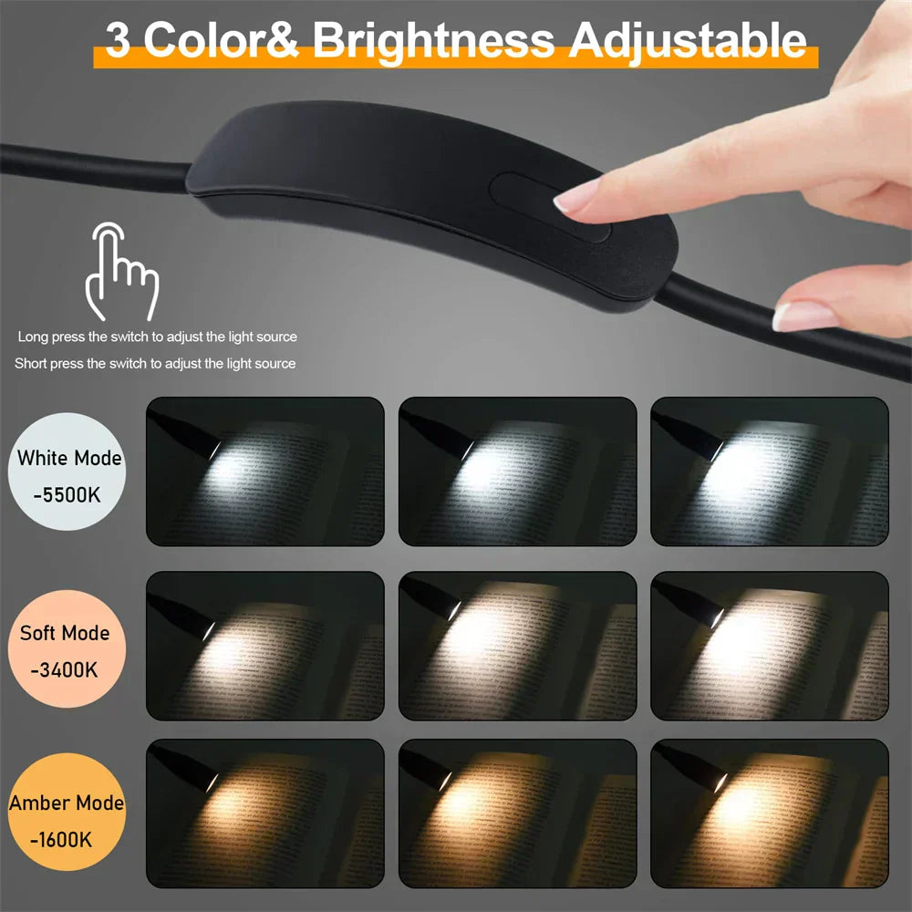 LED Nackenlampe LumiNeck | USB wiederaufladbar | 3 Lichtfarben & Stufenlos dimmbar | Flexibel & Tragbar