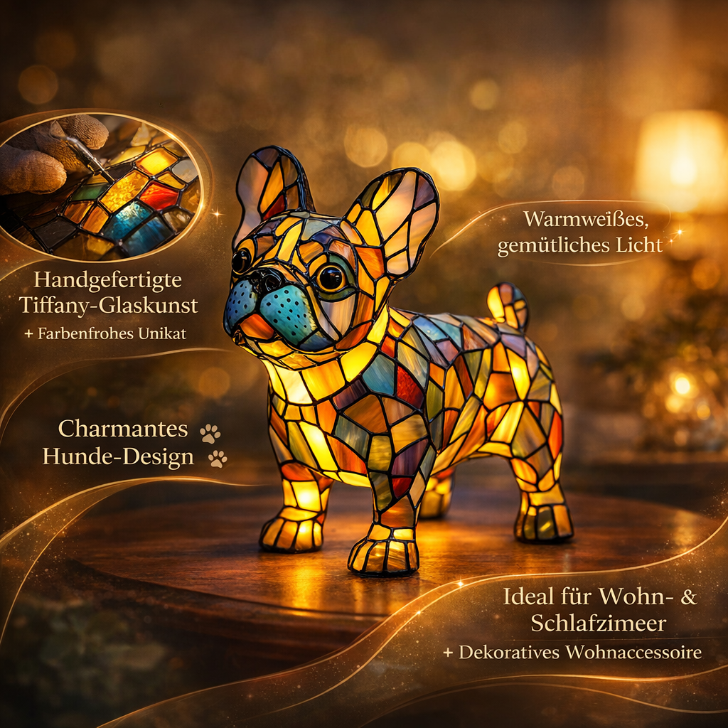 Buntglas Hund Tischlampe Dekorative Tierbeleuchtung