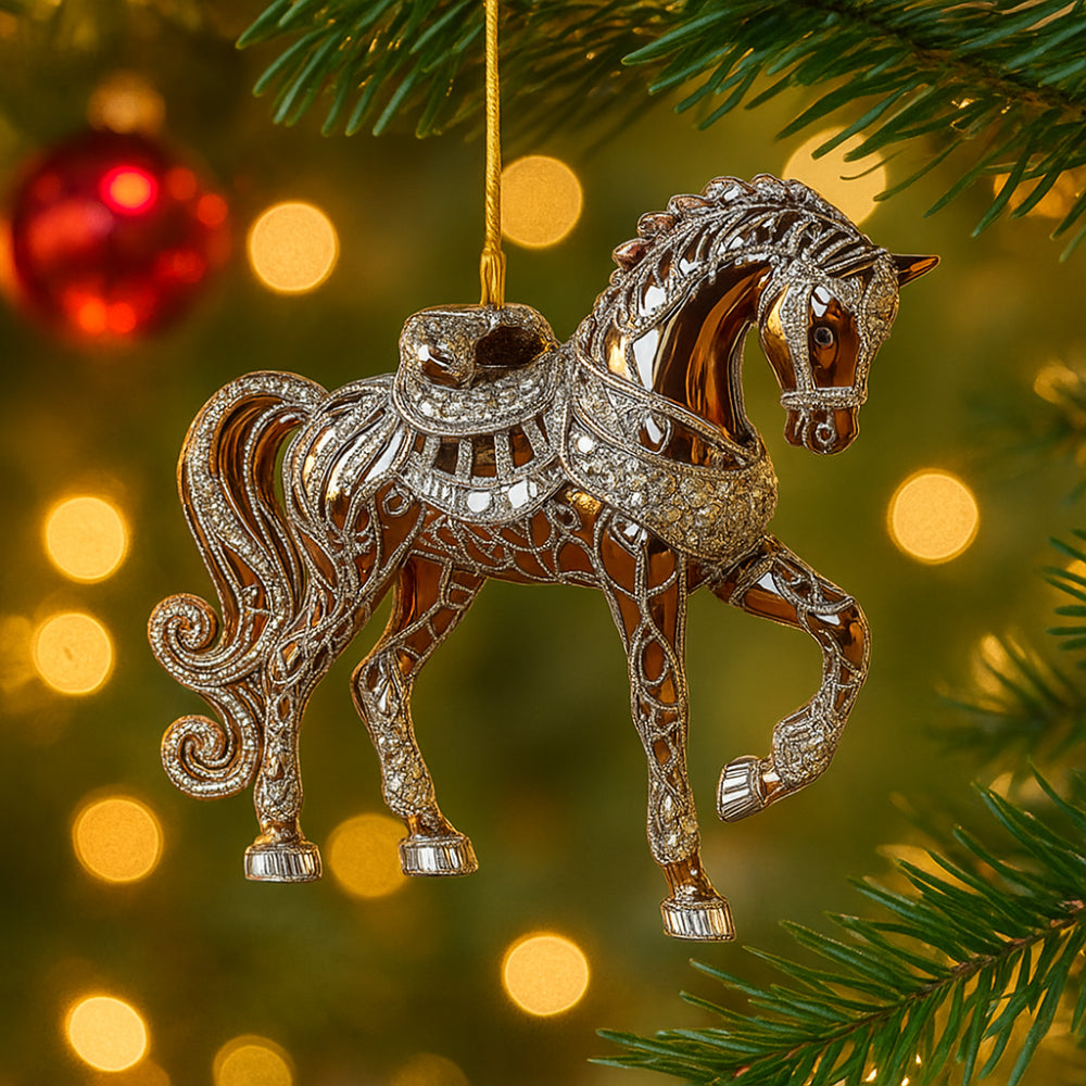 Weihnachtliches Pferdeornament aus Acryl, handgefertigte Baumdekoration