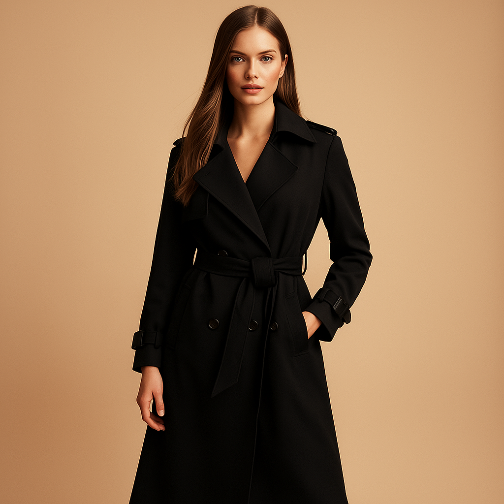 Damen Langer Wintermantel | Elegantes Doppelreiher-Design