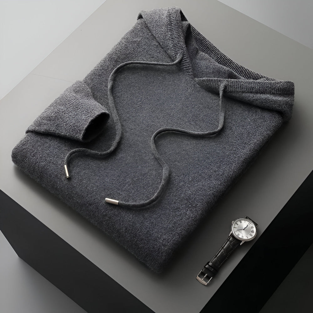 Herren Merino Woll Strick Hoodie Pullover