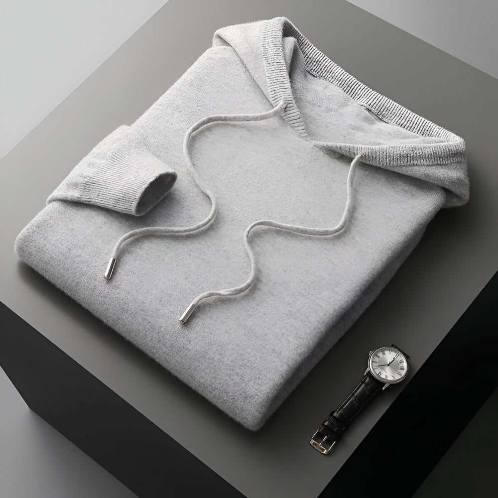 Herren Merino Woll Strick Hoodie Pullover