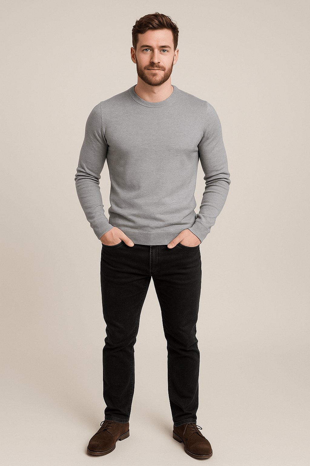 Herren Rundhals-Pullover – Reguläre Passform Strickpullover
