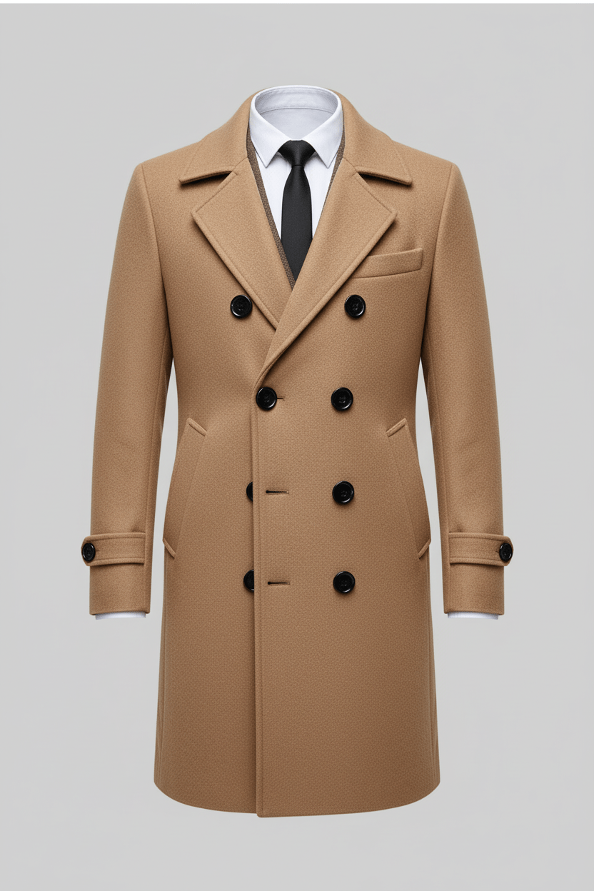 Herren Doppeltknopf-Trenchcoat | Maßgeschneiderte Passform und Raffiniertes Design