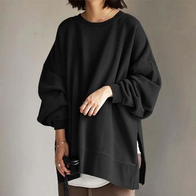 Damen Oversized Pullover – Rundhalsausschnitt Lässige Strickware