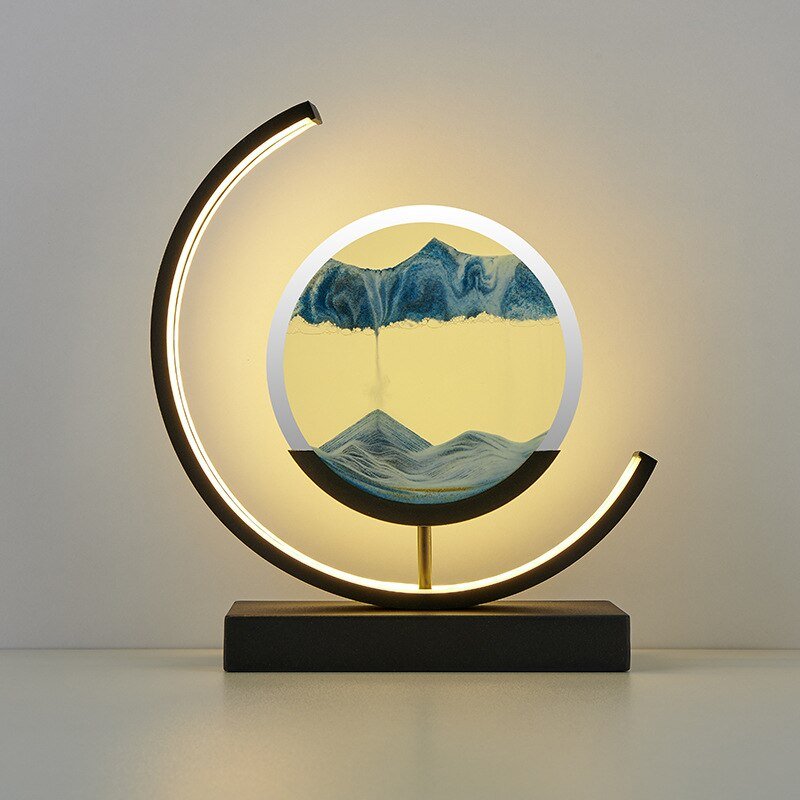 Dekorative LED Tischlampe | Moderne Designerlampe | Rotierendes Sandbild | SandScape