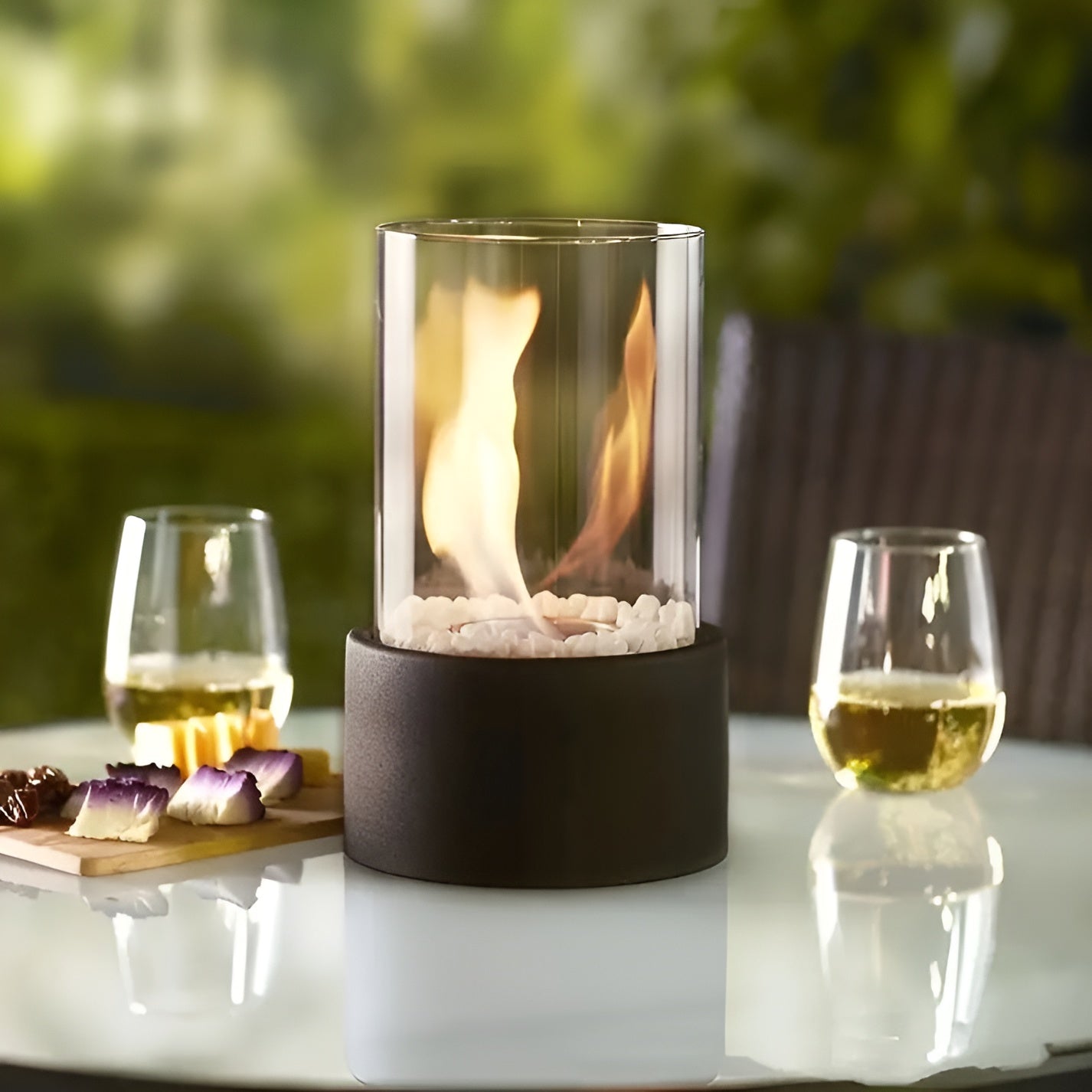 Tischkamin Glas Metall Modern Rauchfrei Bioethanol