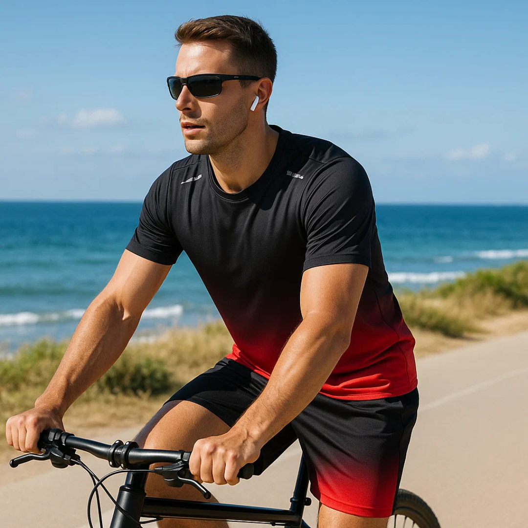 Zweiteiliges Sportbekleidungsset für Herren mit Farbverlauf und optimaler Bewegungsfreiheit