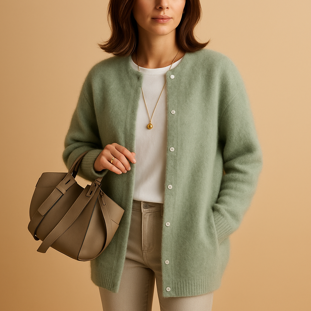 Damen Strickjacke mit Frontknöpfen und langen Ärmeln