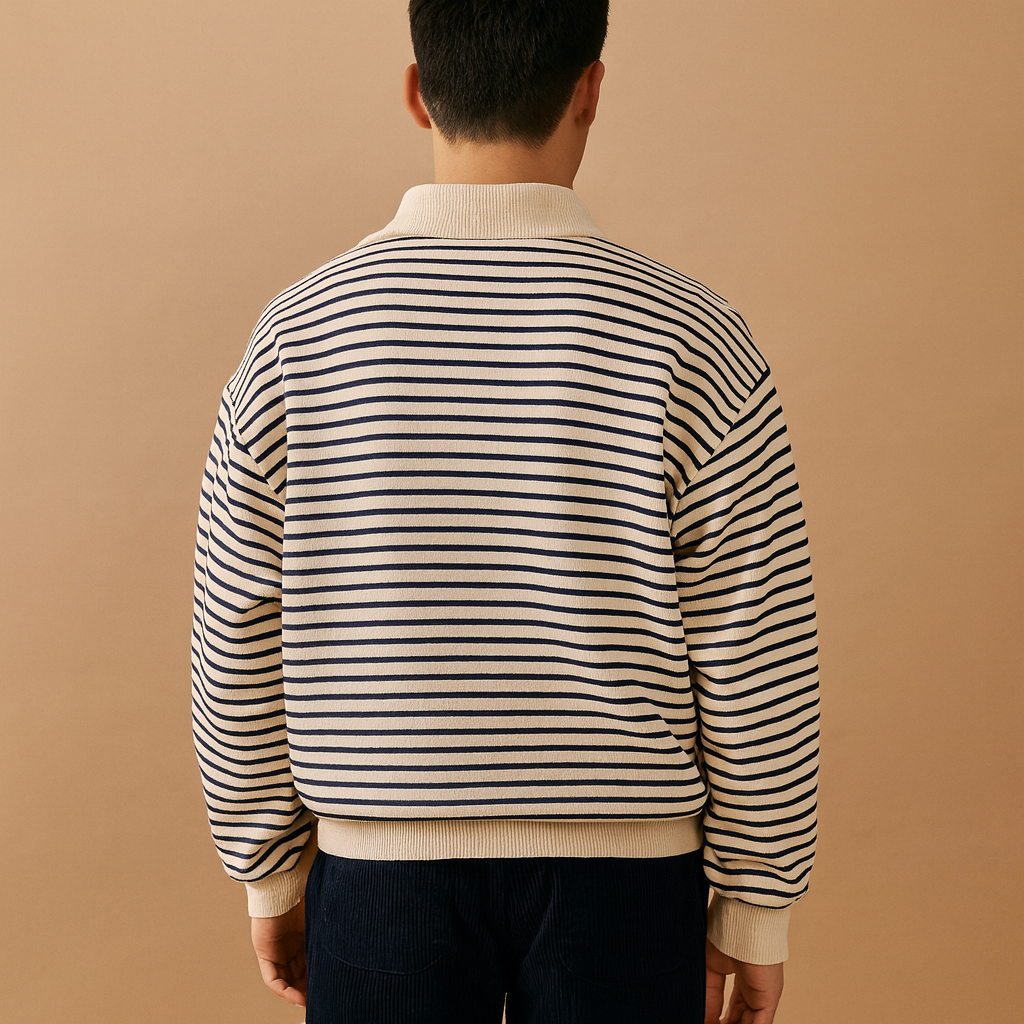 Herren gestreifter Halbzip-Pullover – Lässiger und moderner Stil