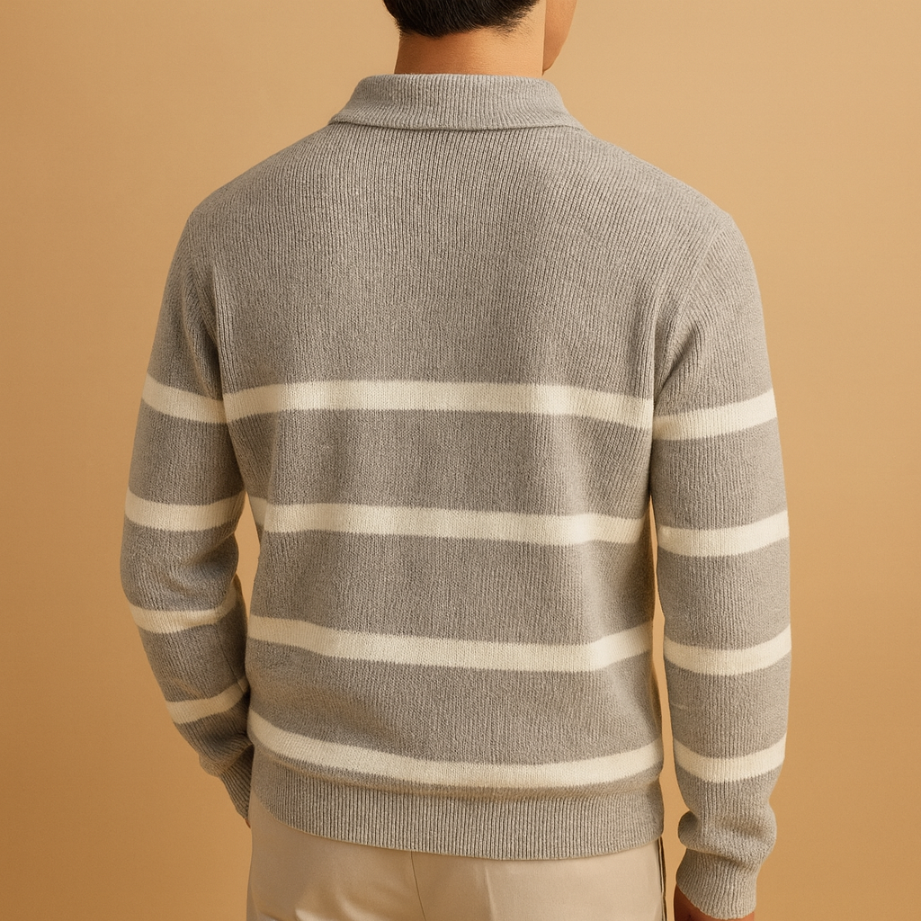 Herren Halb-Zip Gestreifter Pullover – Lässiger & Moderner Schnitt