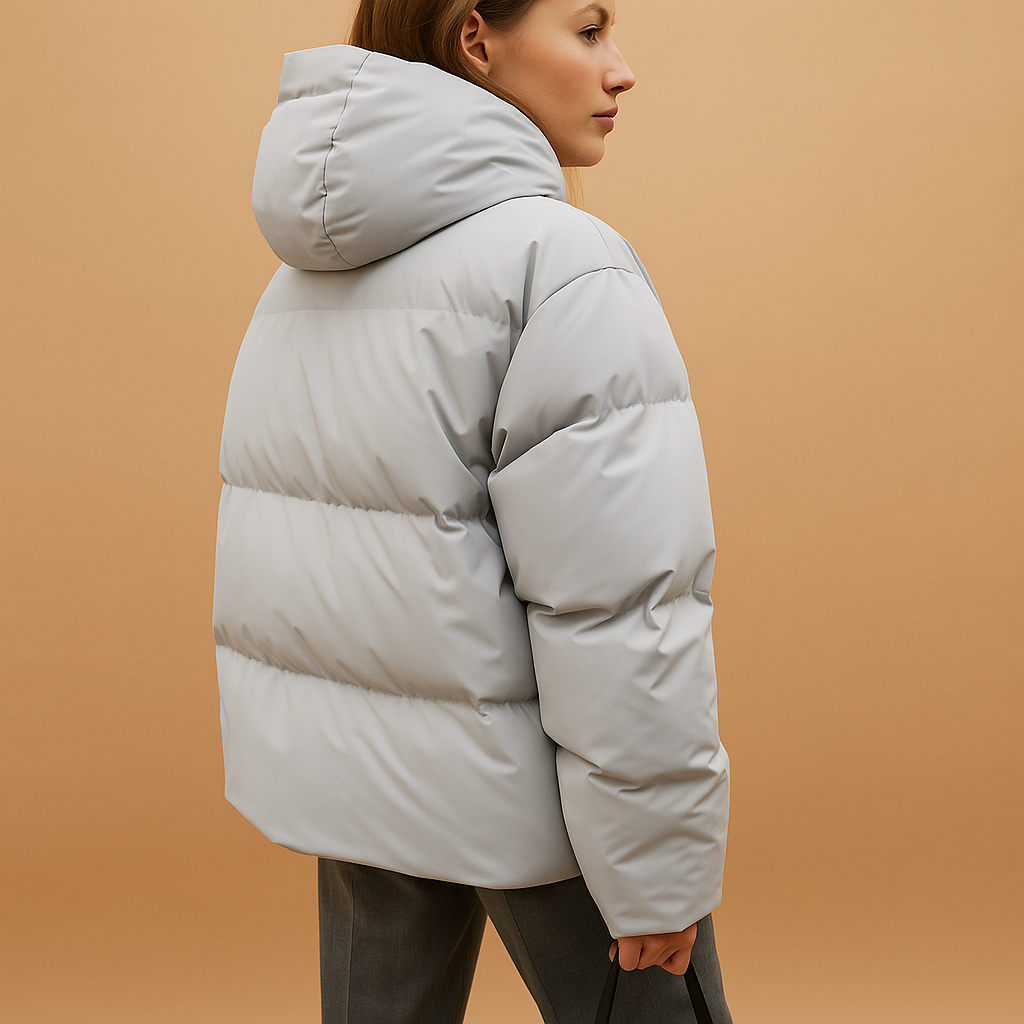 Leichte Pufferjacke mit Kapuze für Frauen – Wasserabweisender Wintermantel