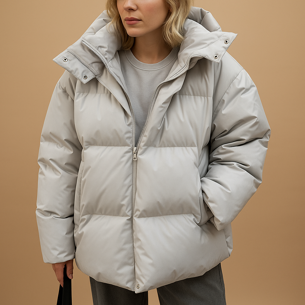Leichte Pufferjacke mit Kapuze für Frauen – Wasserabweisender Wintermantel