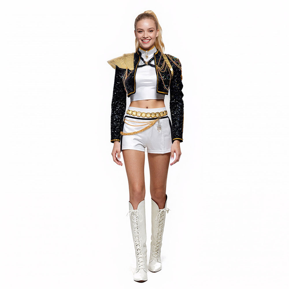 Glitzerkostüm Damen Schwarz Gold