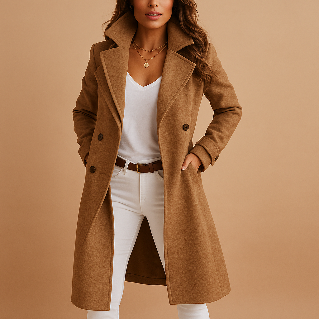 Eleganter Damen-Langmantel mit Knöpfen – Maßgeschneiderter Damenübermantel