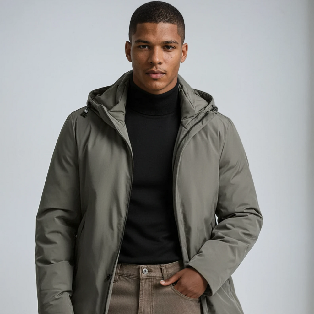 Herrenmantel mit wasserabweisender und winddichter Beschichtung