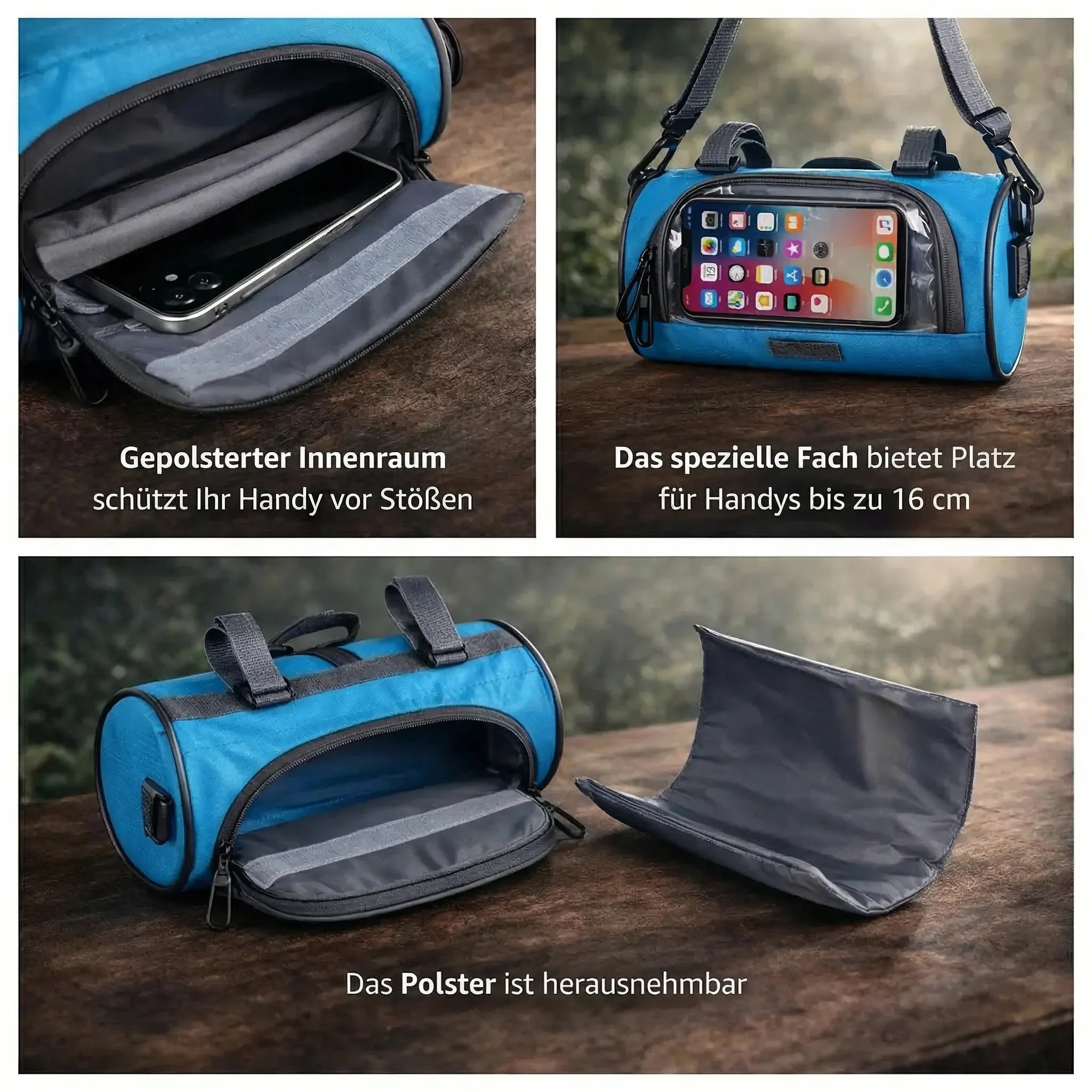 Lenkertasche für Fahrrad | Wasserdichte Fahrradtasche mit Touchscreen | Tourix