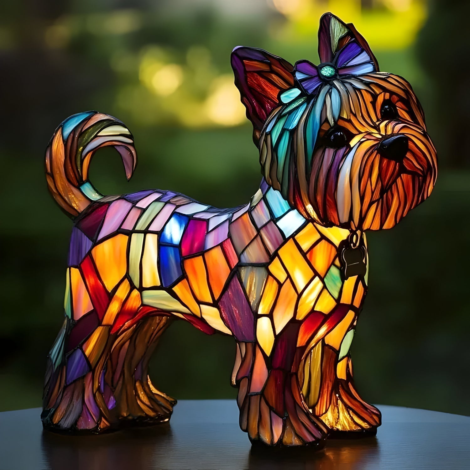 Buntglas Hund Tischlampe Dekorative Tierbeleuchtung