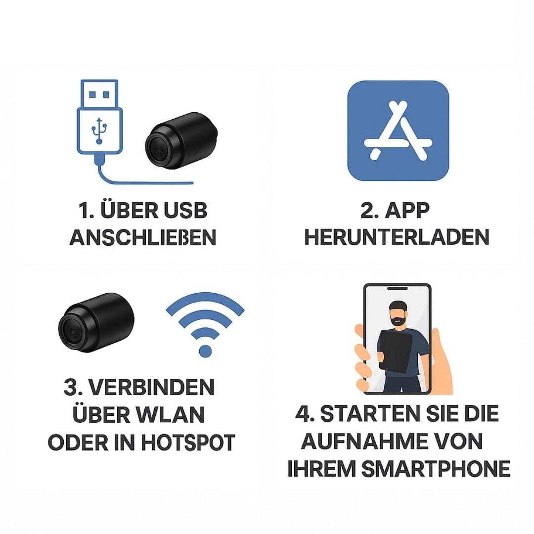 Smarte HD-Minikamera mit App & Bewegungserkennung
