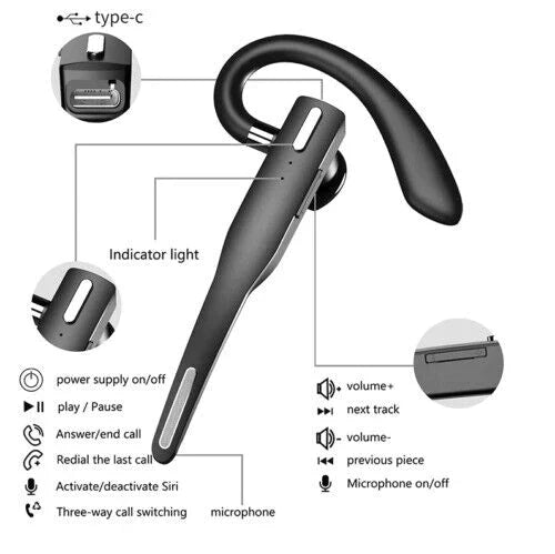 Ripob | Trucker Dual Mic Wireless Bluetooth 5.1 Noise Cancelling Headset/Earphones
