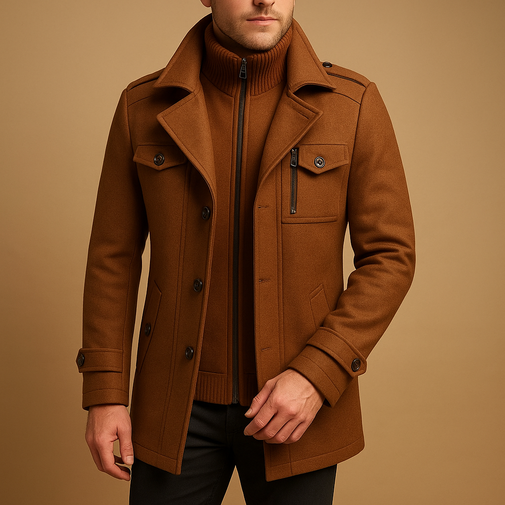 Herren Slim Fit Zweiteiliger Wintermantel