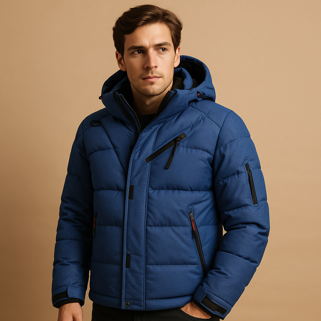 Herren Daunenparka mit Kapuze – Warm und Winddicht