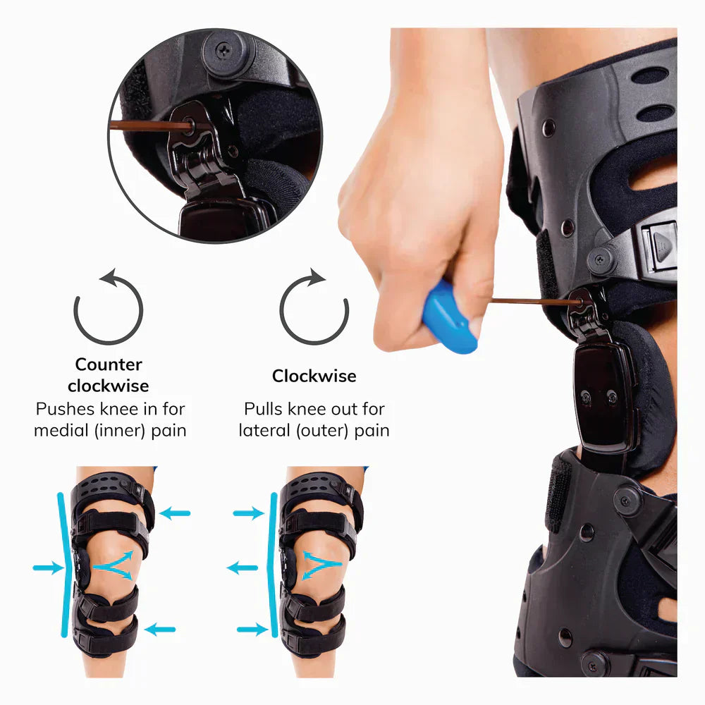 Ripob | Medizinische OA Entlastungs-Knieorthese | Unicompartimentale Osteoarthritis-Orthese | Varus/Valgus-Korrektur & ROM-Kontrolle | Mediale & Laterale Entlastung | Verstellbarer Bewegungsbereich