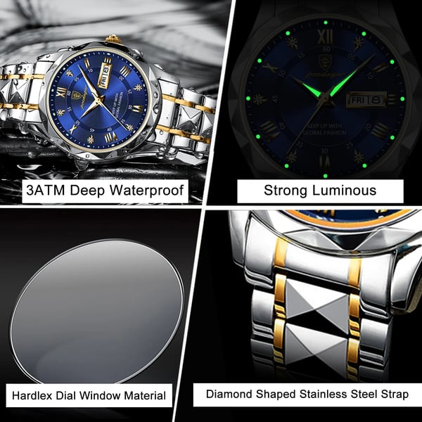 Ripob Modell 615 | Luxuriöse Herrenarmbanduhr | Japanisches MIYOTA Quarzwerk | Gehäuse aus 316L Edelstahl | Hardlex Kristallglas | 3 ATM wasserdicht | Leuchtende Indizes & Datum