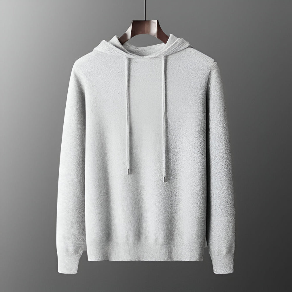 Herren Merino Woll Strick Hoodie Pullover