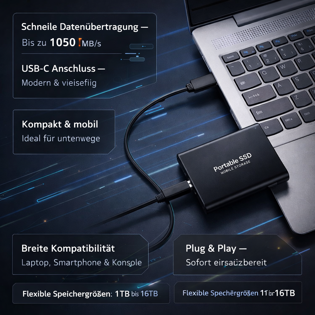 Externe SSD Tragbarer USB C Speicher