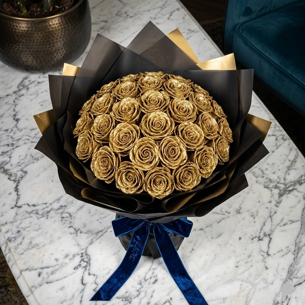 Rosa Glitzerrose Geschenkbox – Symbol ewiger Liebe