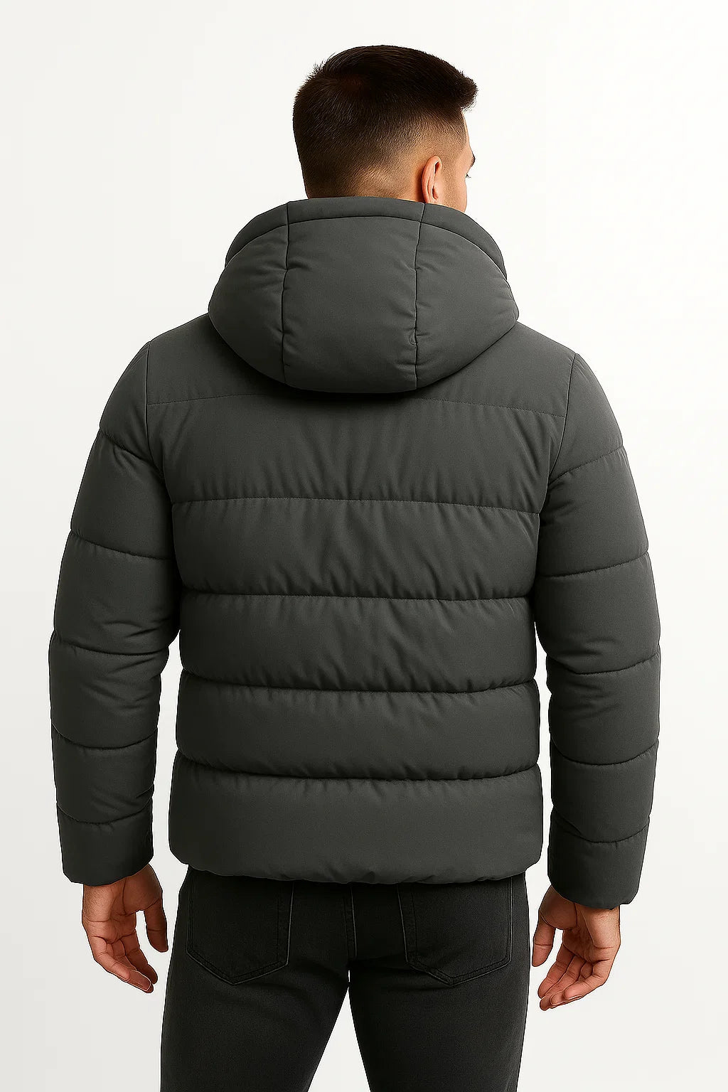 Herren Pufferjacke mit Kapuze – Isolierte Baumwollmischung Wintermantel