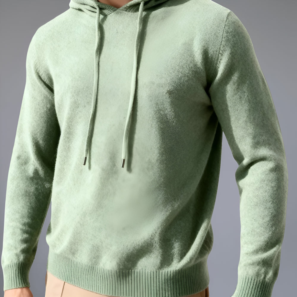 Herren Merino Woll Strick Hoodie Pullover