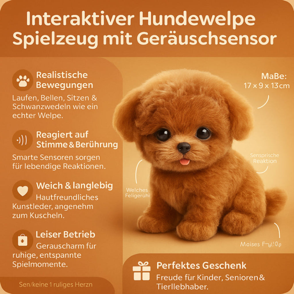 Interaktives Plüsch-Hundespielzeug mit Sensorfunktion und Bewegung
