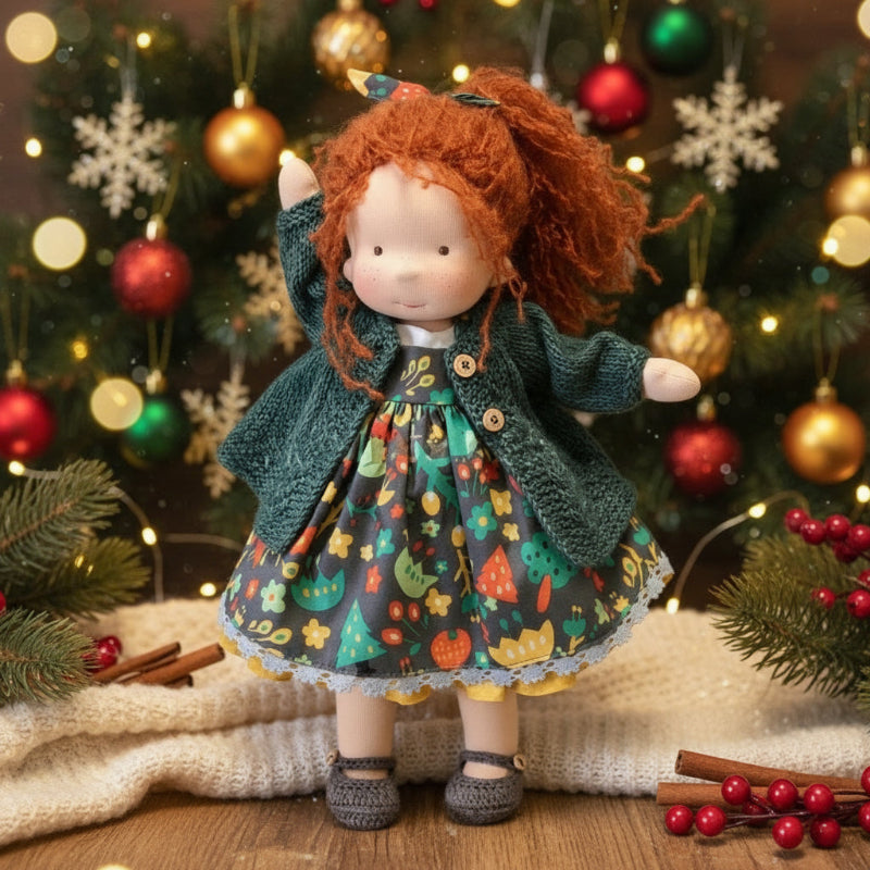 Elora Handgemachte Waldorfpuppe – Natur Baumwoll Kuschelpuppe für kreatives Spiel