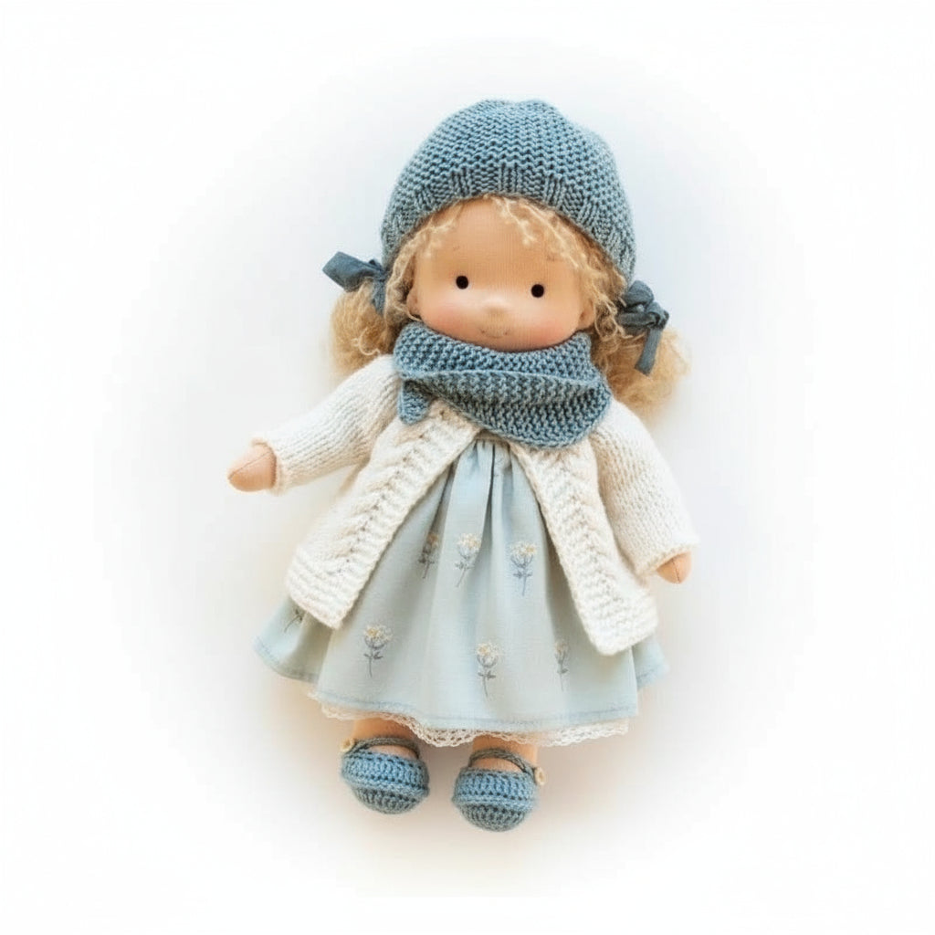 Elora Handgemachte Waldorfpuppe – Natur Baumwoll Kuschelpuppe für kreatives Spiel