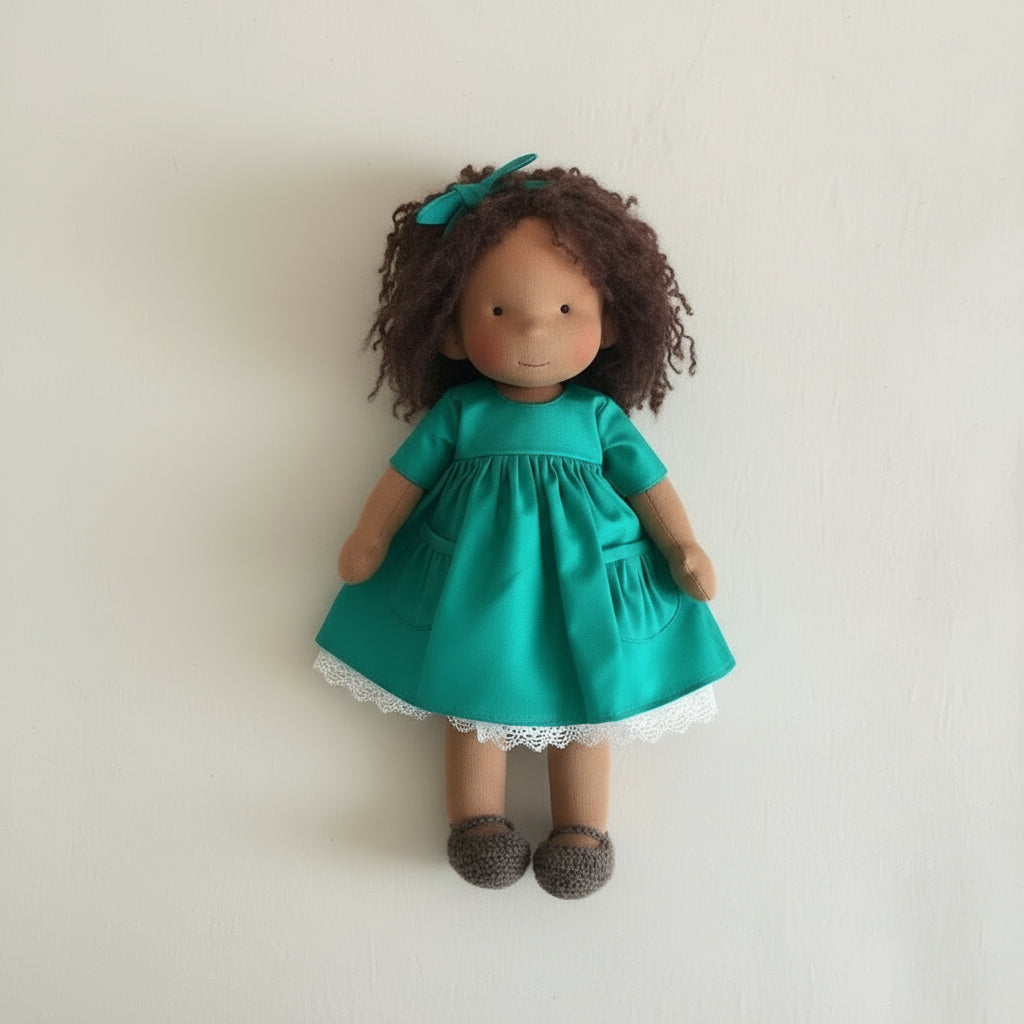 Elora Handgemachte Waldorfpuppe – Natur Baumwoll Kuschelpuppe für kreatives Spiel