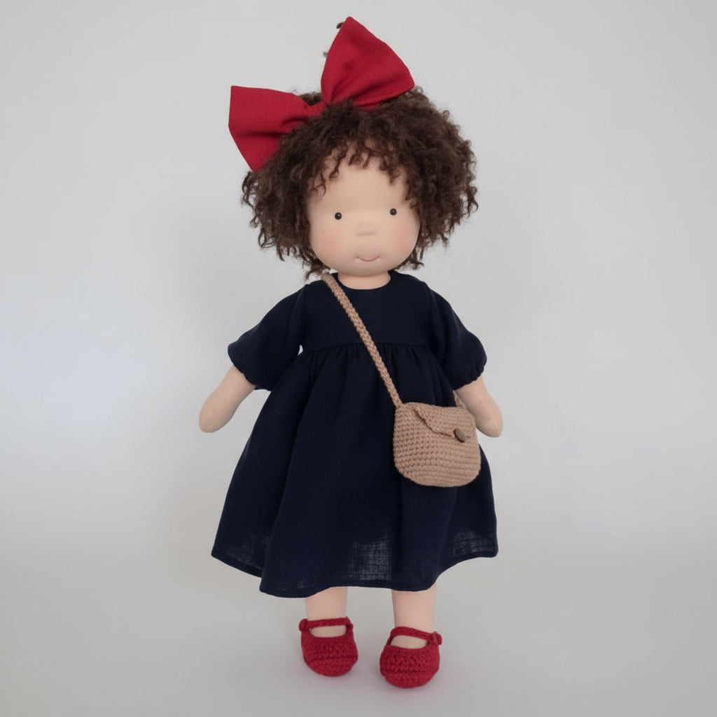 Elora Handgemachte Waldorfpuppe – Natur Baumwoll Kuschelpuppe für kreatives Spiel